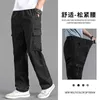 Męskie spodnie Nowe spodnie ładunkowe męsne luźne proste ubranie o dużym stężeniu szarych wszechstronnych noszenie czarnych joggerów bawełny swobodny męski spodnie D240425