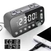 Horloges Nouvelles élogies d'alarme numérique LED, horloge de chevet à écran de miroir de 5 pouces, radio DAB / DAB + / FM avec double minuteur de sommeil de chargement USB