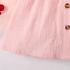 Kız Elbiseleri 2pcs 3-24m Yeni doğan kız bebek pembe elbise sevimli yürümeye başlayan bebek giel prenses elbise set yeni moda kız bebek kıyafetleri D240425