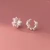 Stud Earrings Real 925 Sterling Silver Hollow Flower Ear Cuffs Wraps Non-pierced Zircon Floral Cartilage Fine Jewelry For Women