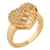 Med sidogenar 2024 Kvinnor Guldkristall kärlek hjärtformad ring brud bröllop solrosform metallringar eleganta smycken gratis