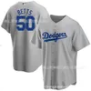 Dester 50 fan gris Betts Broidered Baseball Uniforme Shirt Jersey