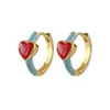 Stud Vintage Red Email Hart Huggies Hoop oorbellen voor vrouwen Elegante blauwe druppelolie Piercing oorbellen Bruiloft Bruid Juwelier Geschenken