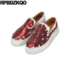 Casual Shoes Flats Big Size 45 Paillette Men Skate Slip On Sequin Loafers Round Toe Sparkling Sneakers Thick Sole Multi Colored