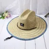 Fashion Lifeguard Hat Pagning Weave Lady Summer Beach Sun Stampa per esterni larga Panama taglia 5760 cm 240415