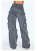 Jeans femminile 2024 -Selling Fashion American retry multi tasca donna hip-hop street sciolte casual dritti a gamba a gamba larga