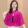 Women's Knits 2024 Korean Sun Protection Clothing Thin Shrug Summer Chiffon Lace Shawl Tops Women Elegant Breathable Shawls Cape
