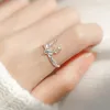 Cluster Rings 925 Sterling Silver Romantic Plum Flower Deer Animal Adjustable Ring Fine Jewelry For Women Girls Party Daily Accessories Gift