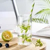 Tumblers Text Pattern Heat-Resistant Tumbler Transparent Coffee Mug Glass Milk Cup Household Square Beverage Juice Kitchen Accessory H240425