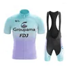 Tävlingssatser FDJ Team Cycling Jersey Set For Men Clothing MTB Bike Clothes Uniform Bicycle Suit 2024