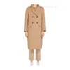 Designer Coats Cashmere Coats Luxury Coats Max Maras Womens Handsewn Pure ull dubbelsidig Beige Double Breasted Coat