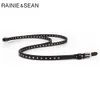 Rainie Sean punk rock pasy dla kobiet czarny nitek Kobiet Pasek Streetwear Thin Długie 190 cm damskie pinowe klamra skórzana pasek 240419