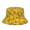 Designer breda grimhattar hink hattar mode anka tryck bomull hink hattar för män kvinnor sommar solsken fiskare hatt reversibel utomhus solskyddsmedel höfthoppkapslar