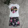 Afdrukkenspakken Tweede stuk broek Women Casual T-shirt en shorts 2pc outfits Gratis schip