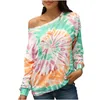 Frauen T-Shirts Multicolor Langarm T-Shirt Tie Dye Sweatshirt Ladies Top