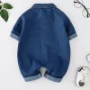 Één-stuks baby jumpsuits geen tas lente en herfst Japanse en Koreaanse versie meisjes romper kinderkleding jongen romper denimkleding