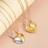 Pendant Necklaces 2Pc/Set Couple Necklace For Women Heart Magnetic Pull Hook Paired Matching Jewelry Girlfriend Wedding Party Chain Choker