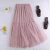 Gonne da donna gonna beige nera rosa rosa alto in pizzo tutu a-line semplice elegante tulle tulle midi primavera autunno faldas