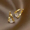 Dangle Chandelier Luxury Shiny Zircon Cross Stud Earrings Fashion Simple Gold Color Water Drop Earrings for Woman Party Wedding Jewelry Gifts
