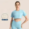 Chemises actives al Crop Tops pour femmes Sensation de glace Tissu de yoga respirant top sexy sport sexy