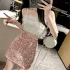 Skirts Women Sparkly Glitter Sequins A-Line Mini Pencil Skirt Lady Girls High Waist Package Hip Bodycon Short Party Clubwear