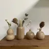 Wazony butelka z drewna w stylu japońskim rośliny hydroponiczne wazony mini estetyczne kwiaty wazon wazon dekoracja stolika biura