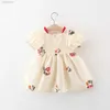 Robes de fille robe de fille d'été bébé fille fleur et feuille collier brodé