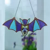 Estatuetas decorativas Halloween Bat Stained Glass Suncatcher Janela pendurada Ornamentos de bola de arte de parede acrílica