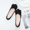 Casual Shoes Autumn Suede Bow Women Grunt Loafers Low Heels Classic Pointed Toe Soft Sole Walking Dress Fashion