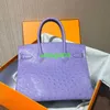 BK 2530 Handväskor Ostich Leather Totes Trusted Luxury Bags Lavender Purple Importerad Ostrich Skin Bk Platinum Bag 30cm Womens Handheld Full Wor Have Logo HB4BQM