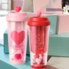 Water Bottles Stylish Hydration Accessory Heart Pattern Double Layer Bottle For Couples Leak-proof Travel Mug Home Outdoor