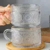 Tumblers 1 piece/2 piece set of 14 oz vintage embossed glass coffee and tea cups - personalized for enthusiasts H240425