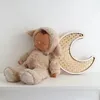 Dekorative Figuren Holz handgefertigt Rattan Regenbogen Luftballon Mondstern Wanddekoration Holzhandwerk für Kinderzimmer Aufkleber Oramentpo Requisiten