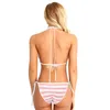 Women's Swimwear Striped Bikini Set Lingerie Women Halter Bra Top And Briefs Cute Kawaii Japanese Anime Style Bathing Suit Tanning Beach