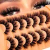 False Eyelashes New 7 pairs of eyelash makeup soft and fluffy 3D mink leather fake eyelashes thick handmade curled artificial natural tools Q240425