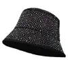 Designer Wide Brim Hats & Bucket Hats Water Diamond Pure Cotton Fisherman Hat Female Sparkling Star Over the Big Net Red Display Small Water Bucket Sunshade Hat Caps