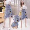 Skirts Denim Skirt Mid-length Women's Elegant Summer Dress Three-dimensional Flower Tassel Hole 2024 Fashion