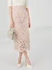 Jupes 2024 début de printemps Japan Style Chic Sweet Women High Wasit Elegant Lace Hollow Out jupe solide Slim Faldas Mujer