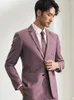 Męskie garnitury męskie garnitur Set Blazer spodni 28% wełna 120S Wedding Groom Zużycie lekkie fioletowe szczupły dopasowanie 2024 Letnie wypoczynek normalny mężczyzna odzież 44
