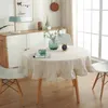 Toalha de mesa redonda de algodão toalha de mesa de algodão European retro colorido lótus folha lateral de toalhas de mesa decoração de decoração de mesa de cozinha 240426