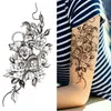 Tatuaż Transfer Czarny 3D Rose tymczasowy tatuaż dla kobiet dziewczęta dorosłe piwonia dalia kwiat tatuaże naklejka czarna flora chwała geometryczne ramię tatoos 240426