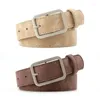 Belts 2024 Koreaanse stijl Minimalistische vaste kleur synthetische lederen riem met vierkante knopkop trendy en retro