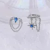 Charm 1 st zilverkleur kristal kwastje niet-piercing sterooroormoordoor clip voor vrouwen glanzende zirkoon ketting nep kraakbeen oorrang sieraden