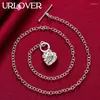 Chaines Urlover 925 Collier en argent sterling pour femme colliers de chaîne cardiaque de zircon violet Party Wedding Valentines Bijoux de mode