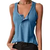 Women Casual Henley Tanks Tops Summer Sleeveless Shirts Button Down Tee Loose Fit Basic Blouses