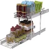 OCG 2 Tier Tull Out Cabinet Organizer - 22.5WX21.5D Trek laden uit voor keukenkasten, trekplanken uit voor basiskastorganisatie in keuken, badkamer, pantry