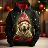 Men's Hoodies Funny Christmas Dignified Dog Graphic Sweatshirts Fashion Xmas Tree Snowflake Girl Pullovers Casual For Men Clothes Tops