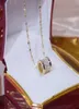 Ins Shining Bling Zircon Geometric Halsband för Women Clavicle Chain Charm Wedding Pendant 14K Real Gold Jewelry Chains2845011