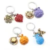 Один кусок ключей Luffy Ace Law Law Devil Fruit Key Chains Metal Chaveiro Keyring Trinket Anime Toys Подарки для друзей