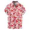 Camicie casual maschile New Summer Love Heart Heart 3D Shirt hawaiano stampato da uomo a maniche corte a maniche corte in spiaggia per le vacanze in spiaggia al risveglio Aloha Shirt Clothing 240424